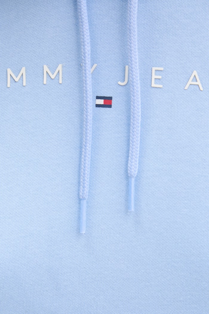 Tommy Jeans bluza z kapturem damska bawełniana z elastanem DW0DW17324 niebieski