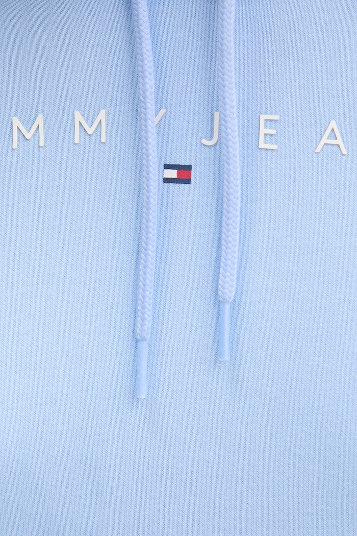 Tommy Jeans bluza z kapturem damska bawełniana z elastanem DW0DW17324 niebieski