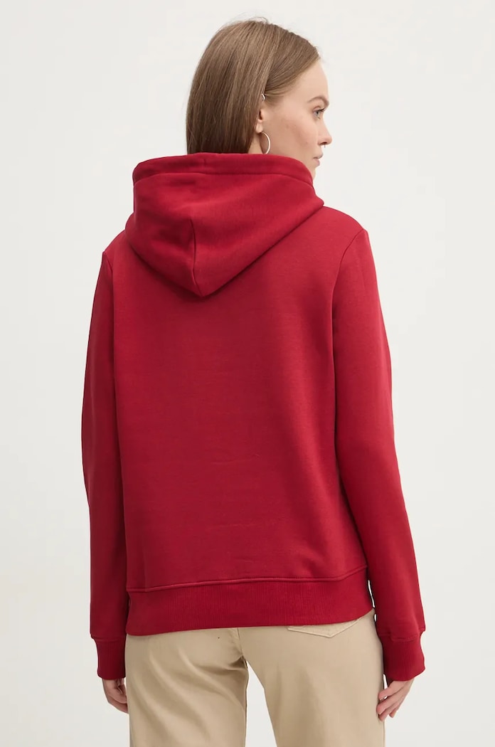 Oblečení Tommy Jeans mikina s kapucí dámská bavlněná s elastanem DW0DW17324 burgundské