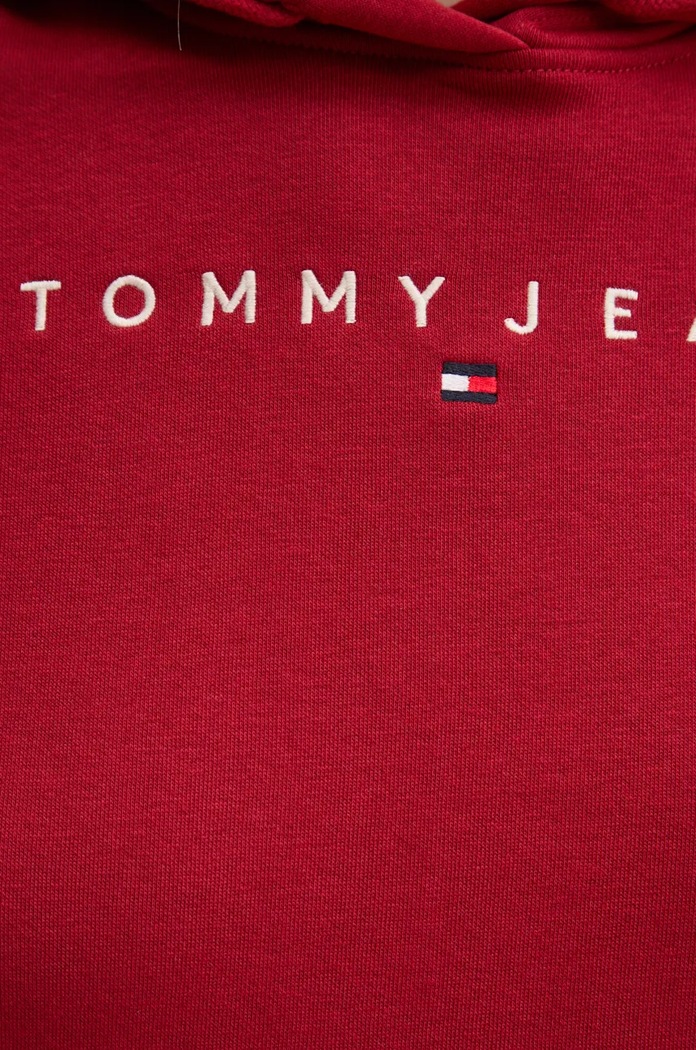 Tommy Jeans mikina s kapucí dámská bavlněná s elastanem DW0DW17324 burgundské