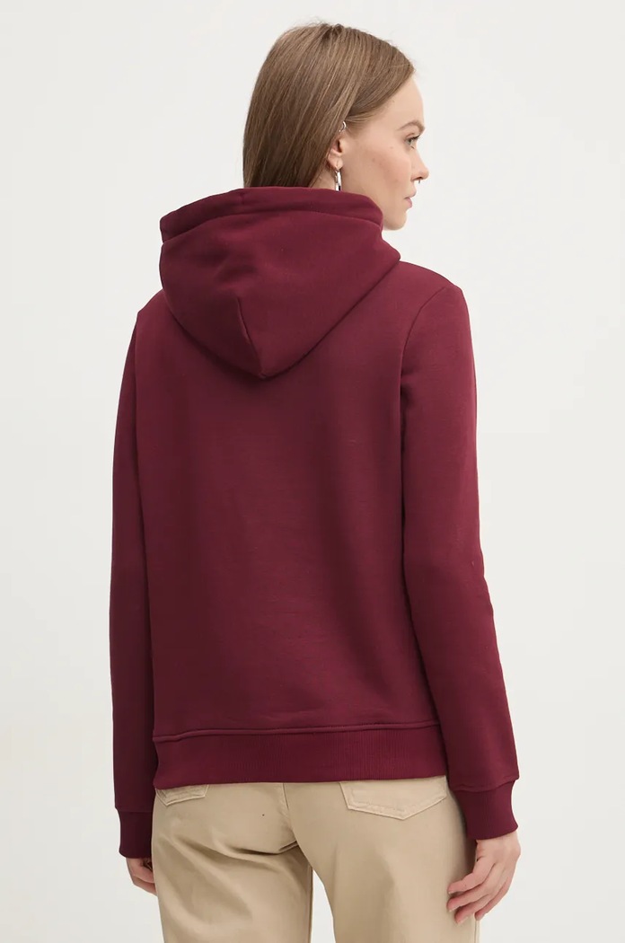 Oblečení Tommy Jeans mikina s kapucí dámská bavlněná s elastanem DW0DW17324 burgundské