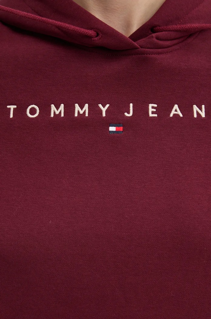 Tommy Jeans mikina s kapucí dámská bavlněná s elastanem DW0DW17324 burgundské