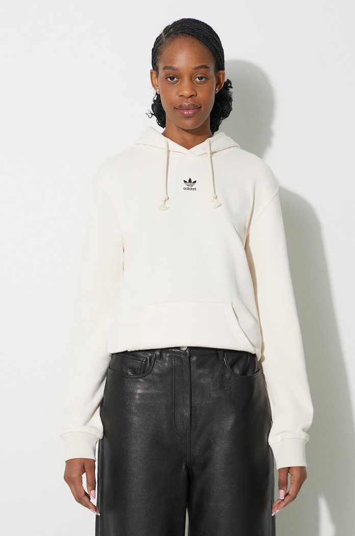 adidas Originals bluza bawełniana Essentials Regular Hoodie z kapturem beżowy IA6426