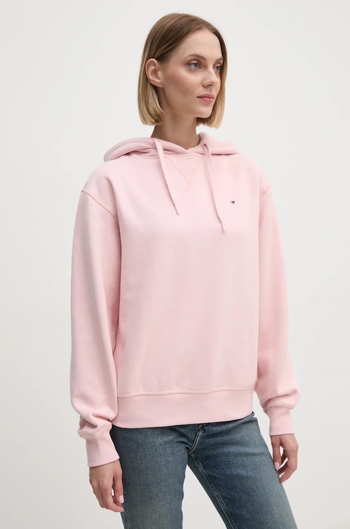 Bavlněná mikina Tommy Hilfiger růžová WW0WW41245