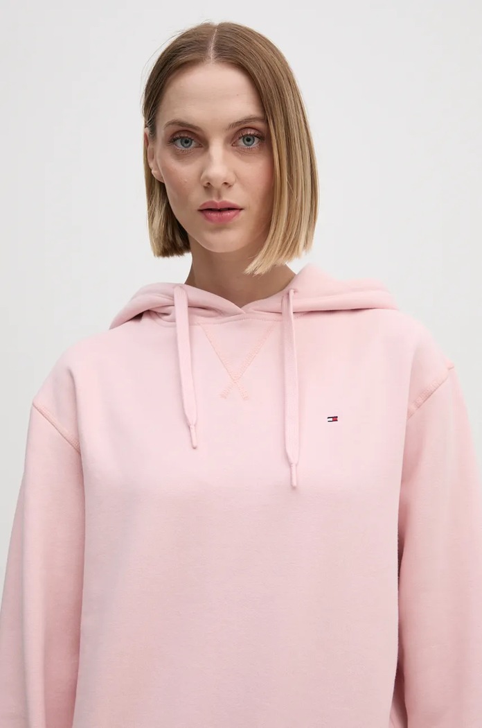 Bavlněná mikina Tommy Hilfiger růžová WW0WW41245