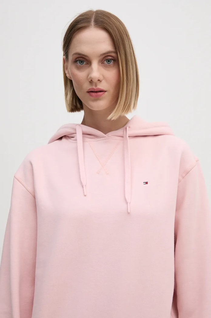 Bavlněná mikina Tommy Hilfiger růžová WW0WW41245