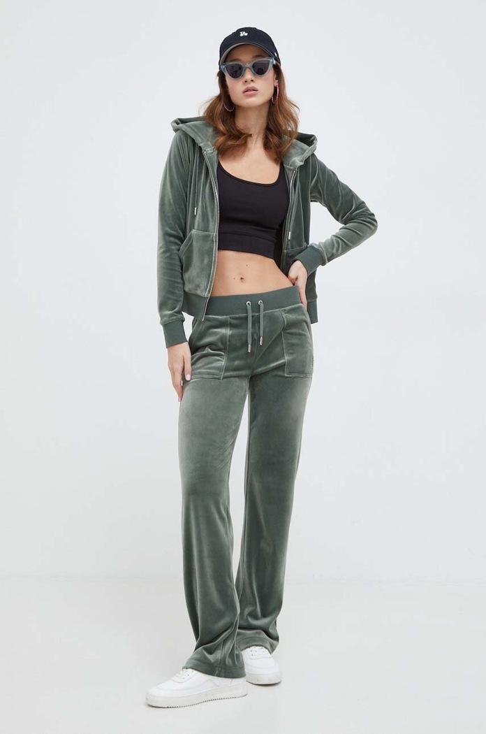 Juicy Couture velúr pulóver JCAP176.482 zöld SS24