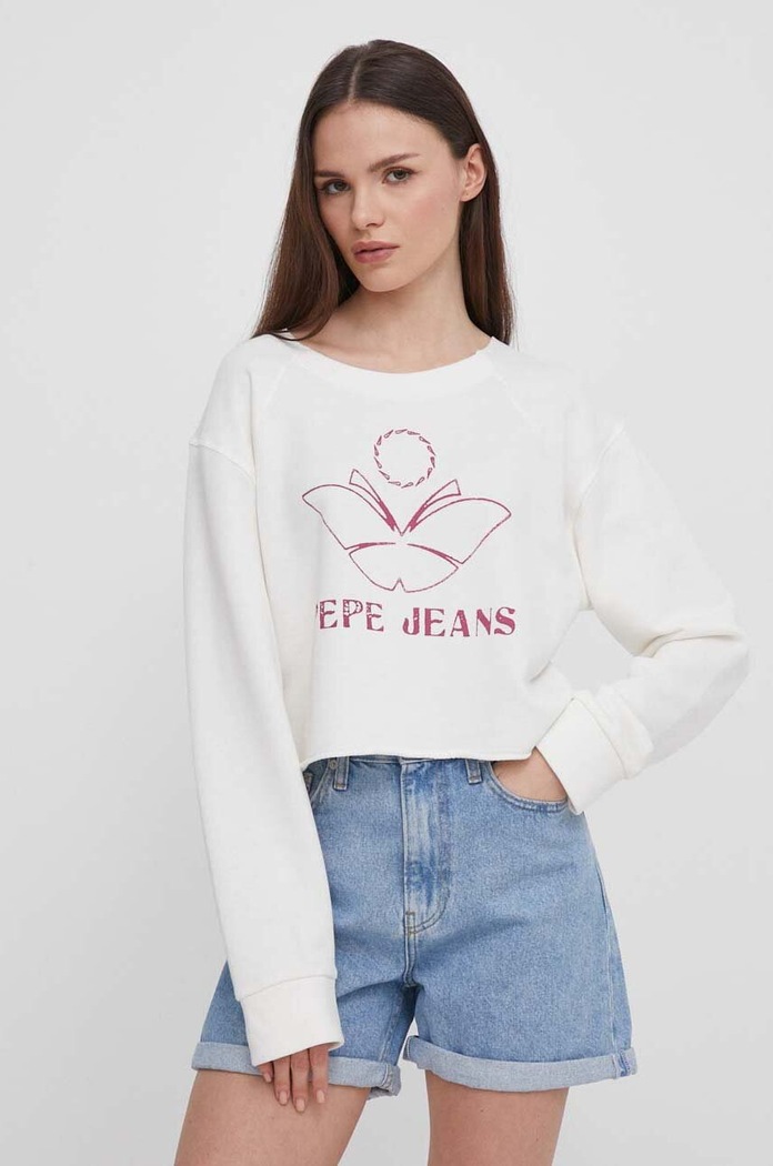 Pepe Jeans bluza bawełniana Lorelai nadruk beżowy PL581425