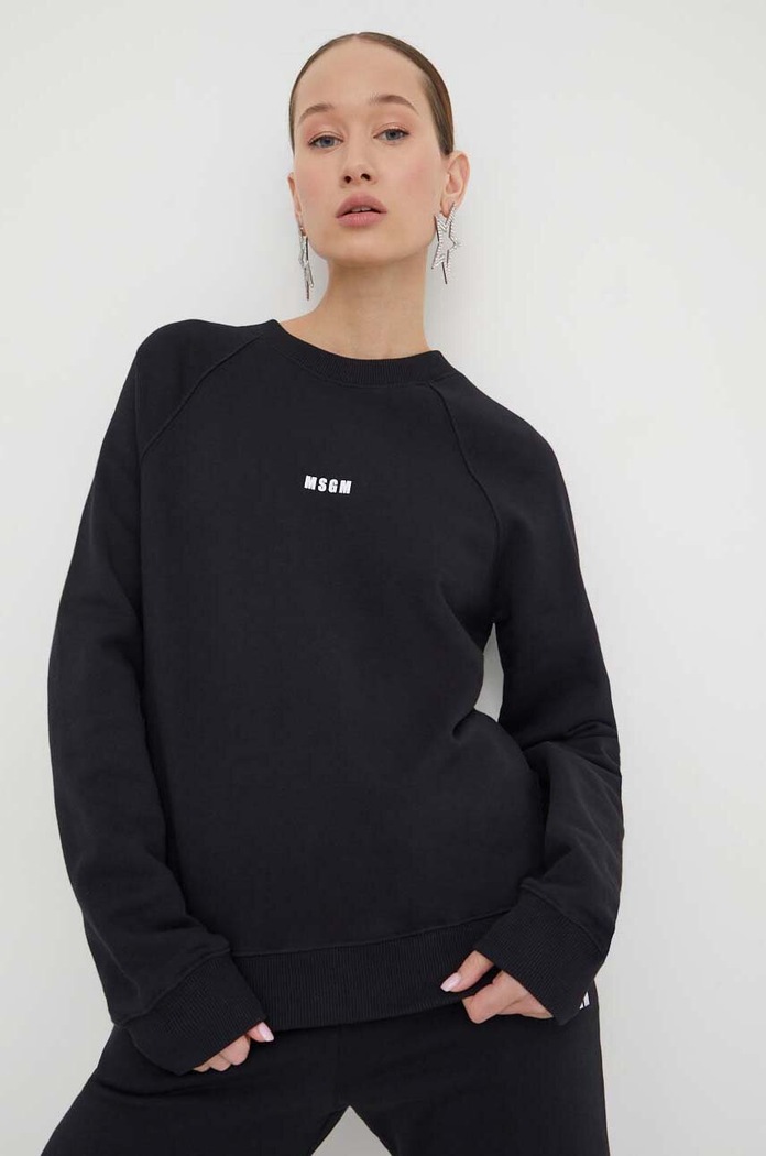 MSGM bluza bawełniana nadruk czarny 2000MDM503.200000