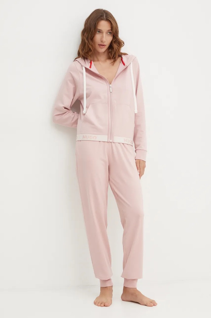 HUGO bluza SPORTY LOGO_JACKET 50520504 różowy AW25