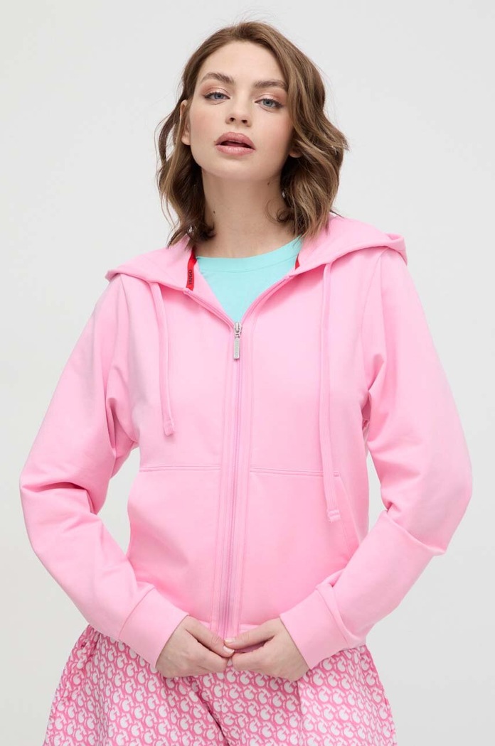 Mikina HUGO SPORTY LOGO_JACKET s kapucí růžová 50520504