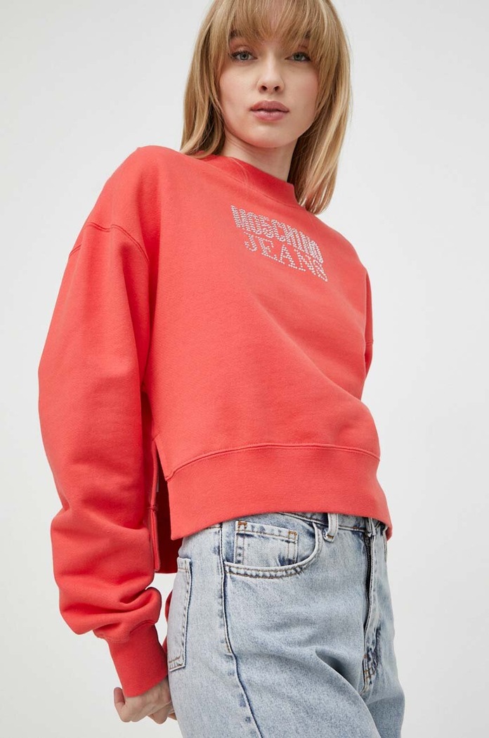 Bavlněná mikina Moschino Jeans červená 1716.3756