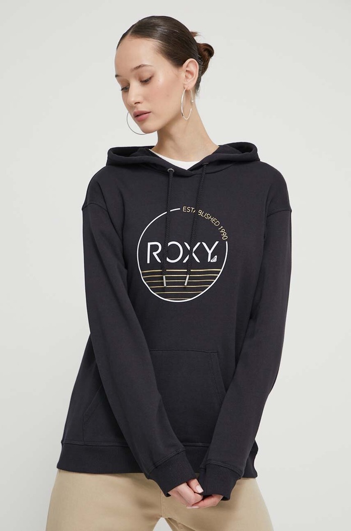 Mikina Roxy s kapucí černá ERJFT04815