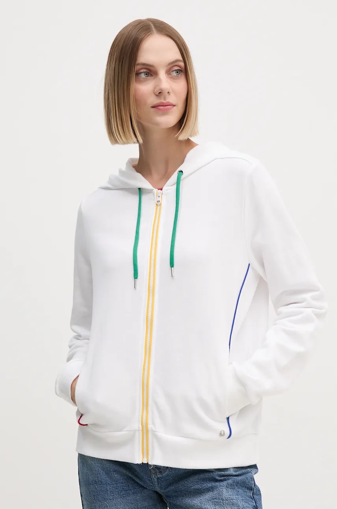 Βαμβακερή μπλούζα United Colors of Benetton λευκό 3J68D500J