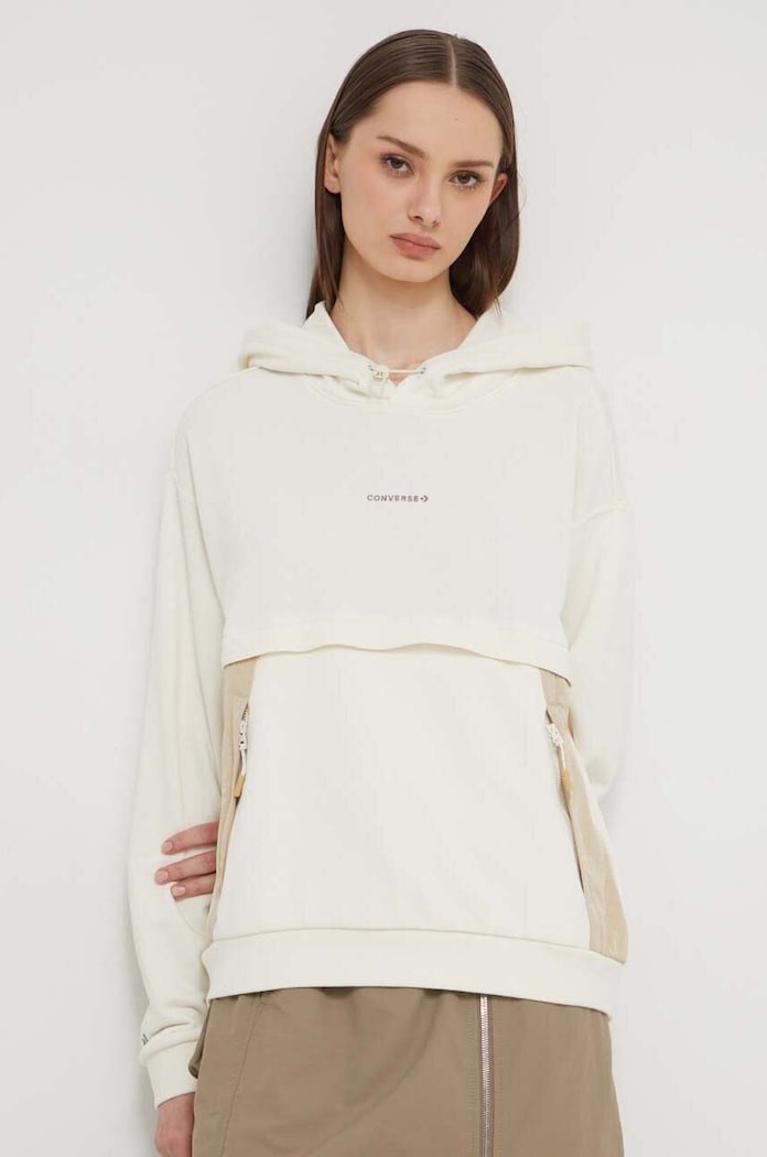 Converse bluza z kapturem beżowy 10026576.A02