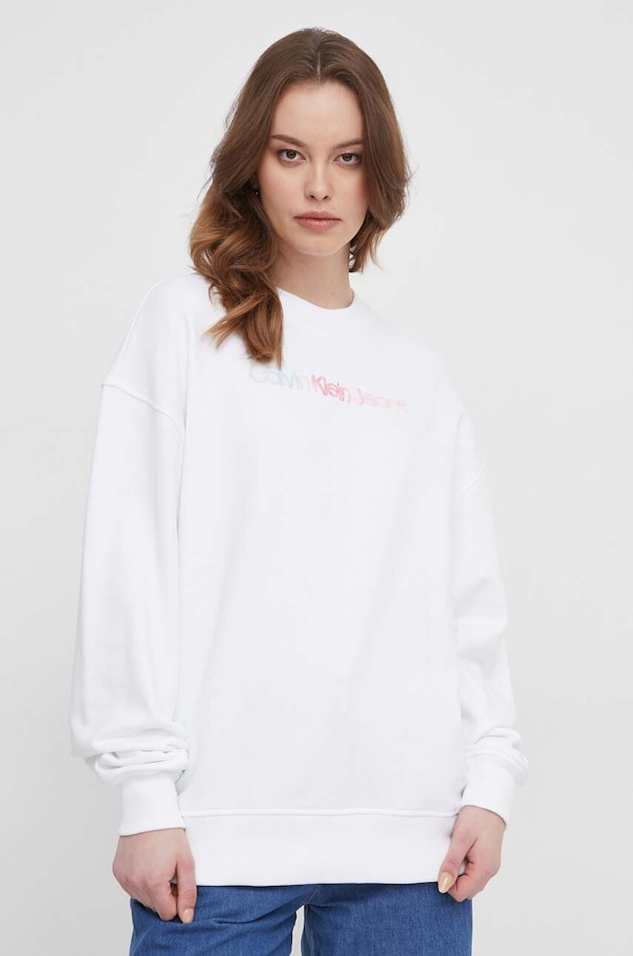 Oblečení Bavlněná mikina Calvin Klein Jeans J20J223080 bílá