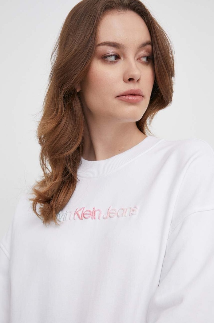 Bavlněná mikina Calvin Klein Jeans bílá J20J223080
