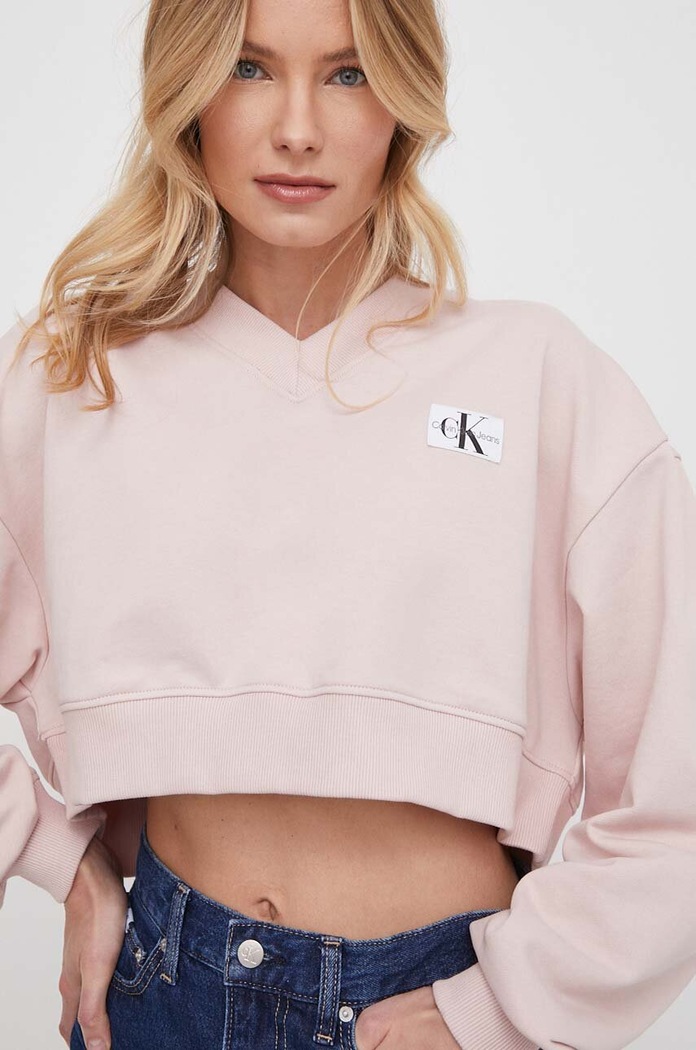 Calvin Klein Jeans bluza z elastanem różowy J20J223359