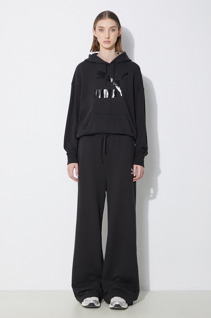 Puma bluza CLASSICS Shiny Logo Hoodie 625595 czarny SS24