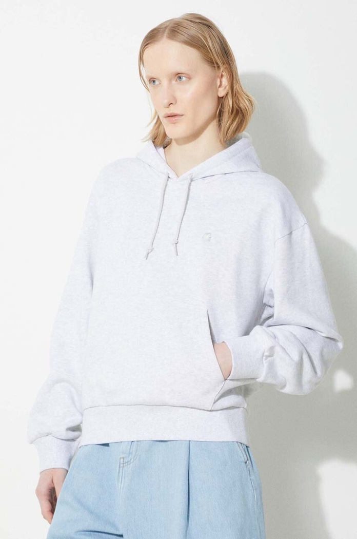 Памучен суичър Carhartt WIP Hooded Casey Sweatshirt сив I032644.1DQXX