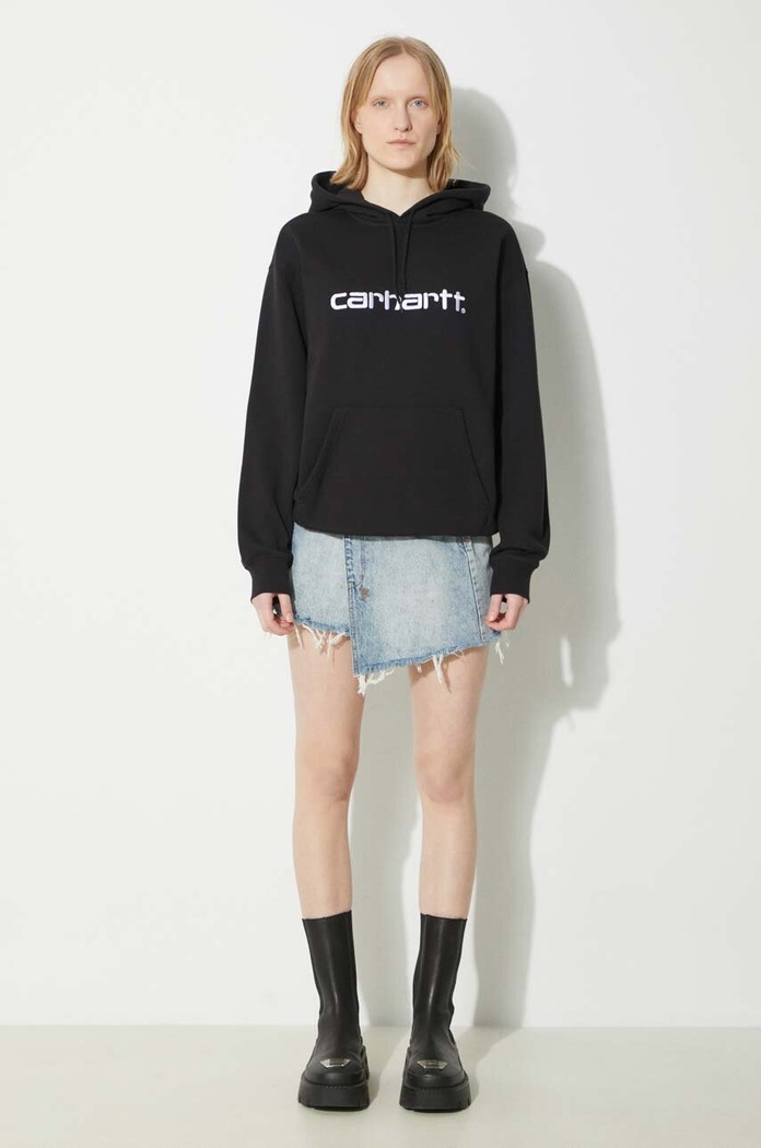 Carhartt WIP felpa Hooded Carhartt Sweatshirt applique nero I033648.0D2XX