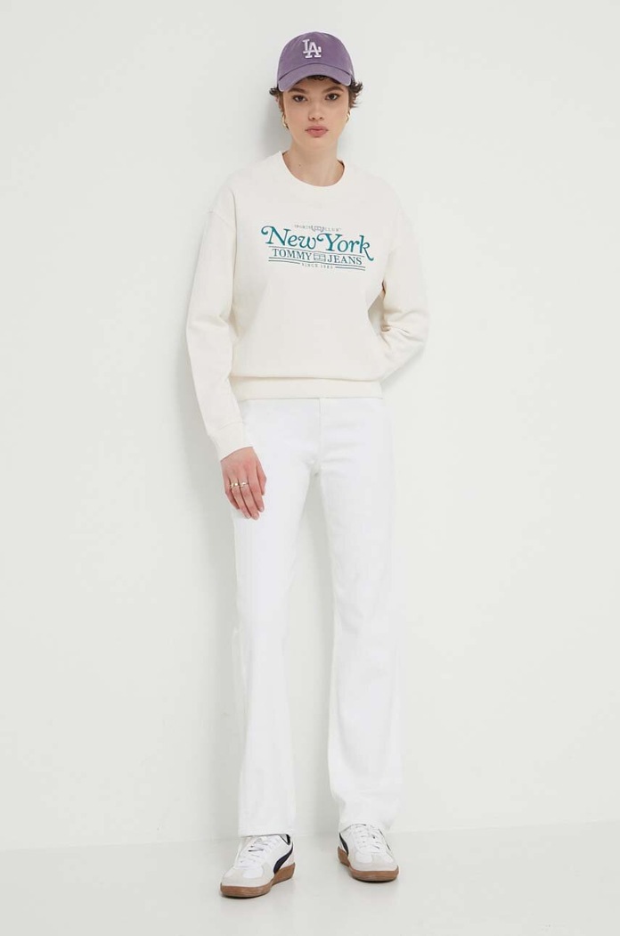 Tommy Jeans bluza bawełniana DW0DW17786 beżowy SS24