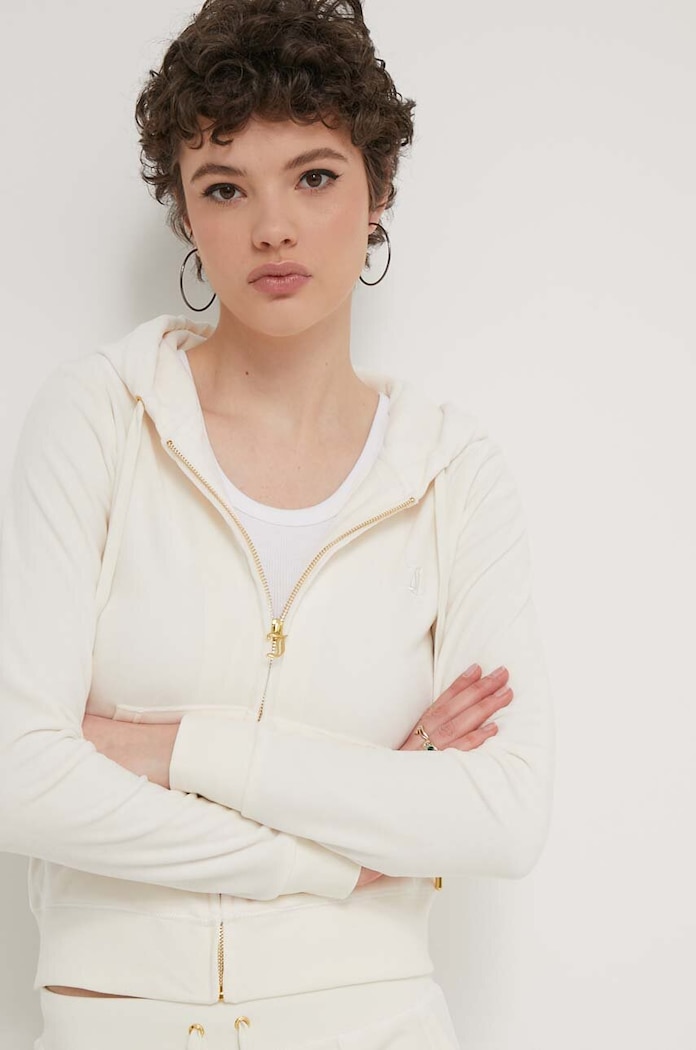 Velúrová mikina Juicy Couture béžová JCAP176G.181