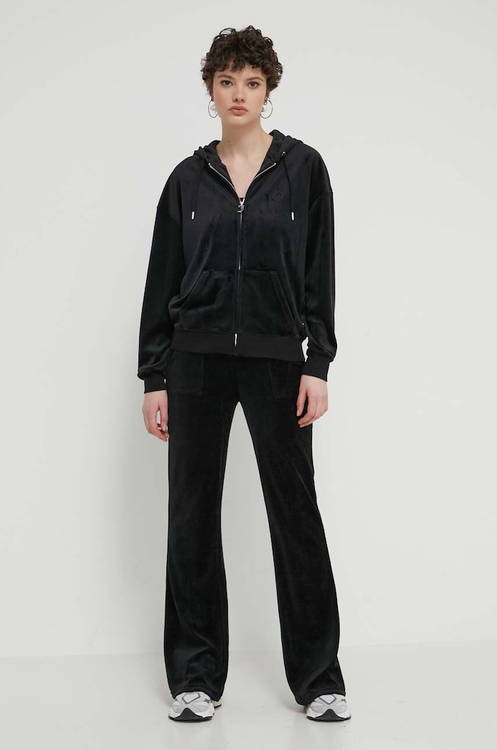 Velurová mikina Juicy Couture JCWAS24342.101 černá SS24