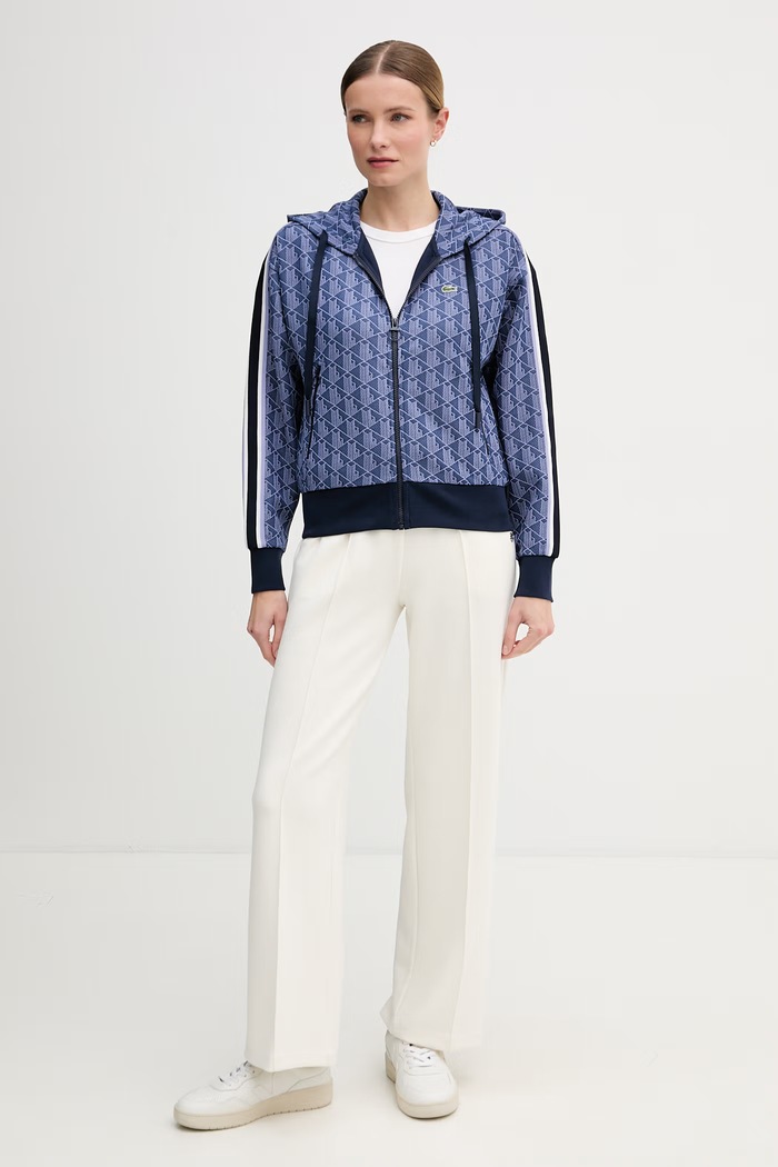 Lacoste bluza rozpinana z kapturem z bawełną damska SF7606 granatowy SS26
