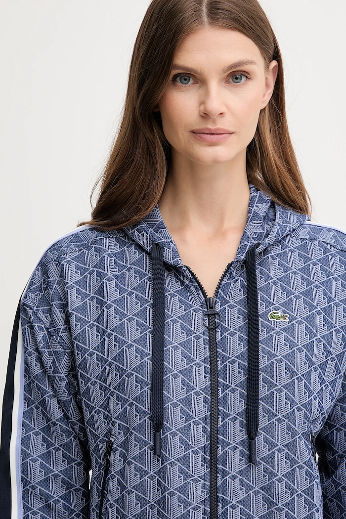 Lacoste μπλούζα με κουκούλα και κουμπιά με βαμβάκι Γυναικεία σκούρο μπλε SF7606