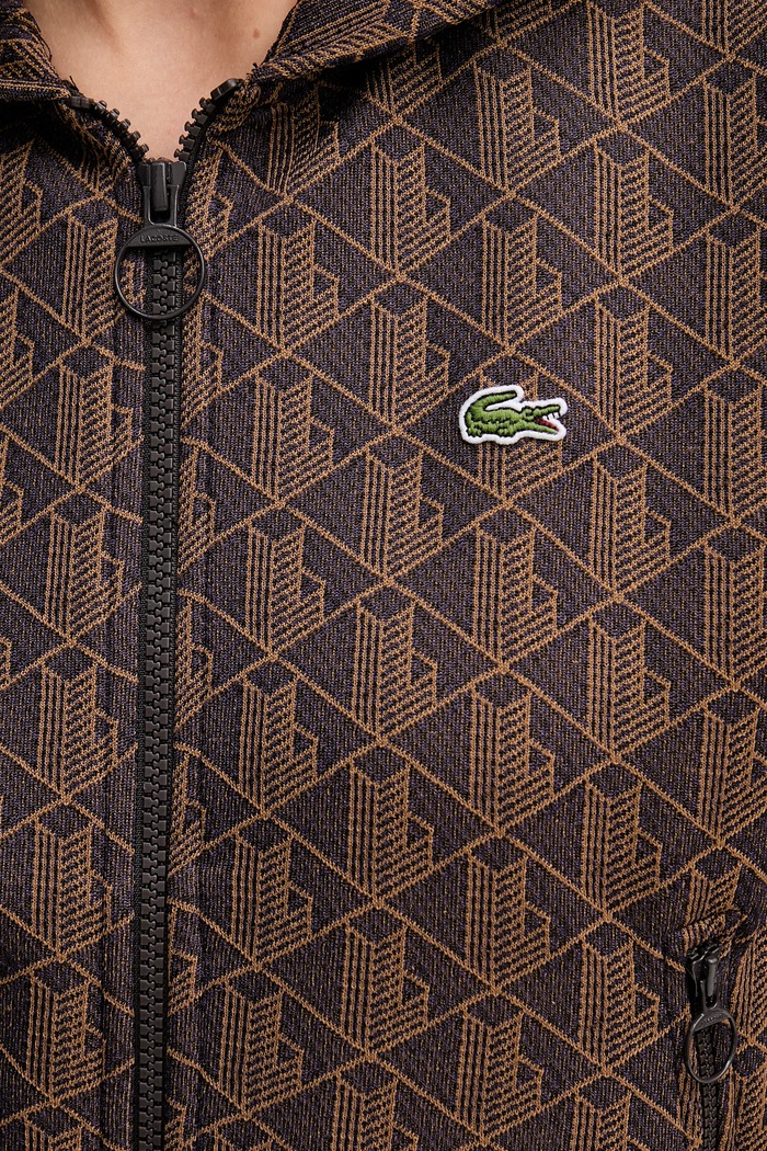 Lacoste μπλούζα με κουκούλα και κουμπιά με βαμβάκι Γυναικεία SF7606 καφέ