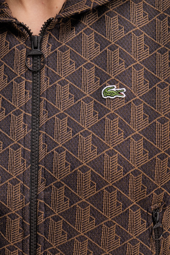 Lacoste μπλούζα με κουκούλα και κουμπιά με βαμβάκι Γυναικεία SF7606 καφέ