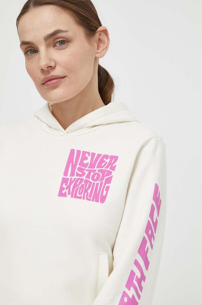 Bombažen pulover The North Face bež NF0A87EPQLI1