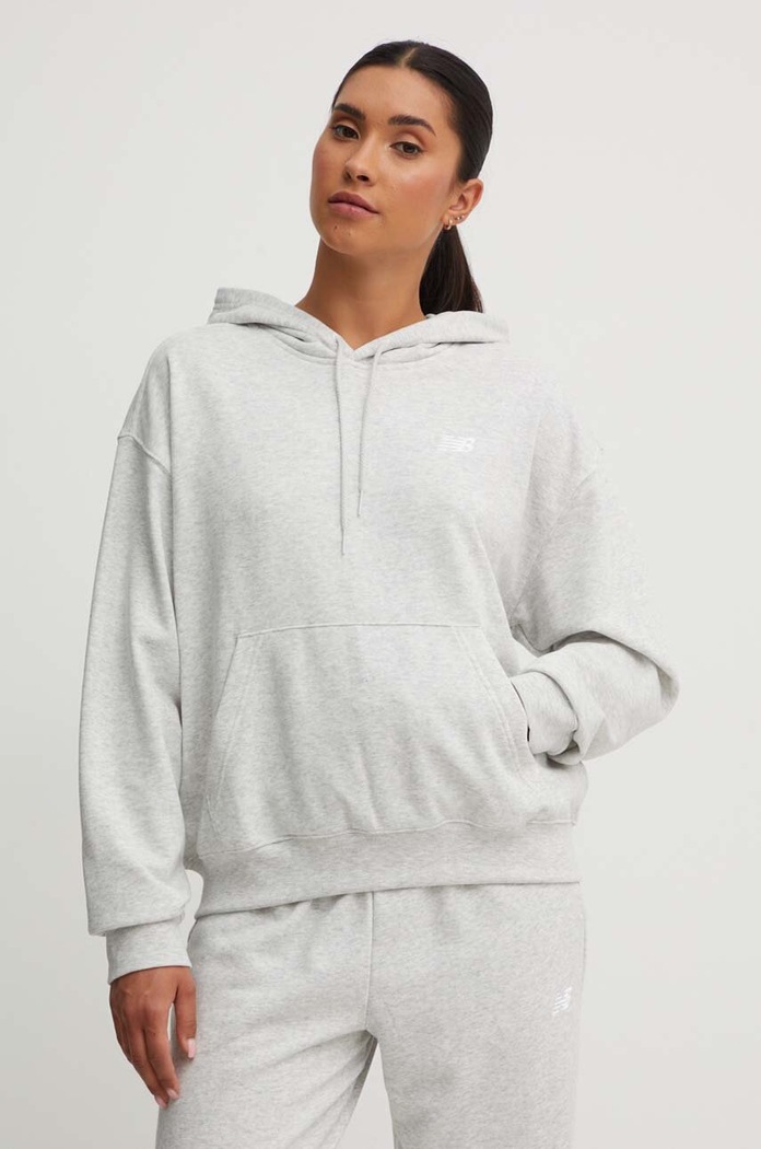 New Balance felső French Terry Small Logo Hoodie melanzs szürke WT41507AHH