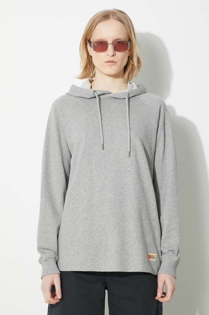 Βαμβακερή μπλούζα Fjallraven Vardag Hoodie W με κουκούλα γκρί F86987.020.999