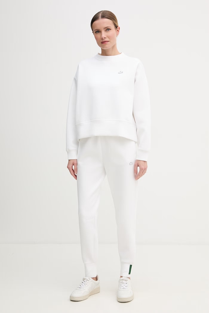 Lacoste bluza oversize z bawełną damska SF5614 biały SS26