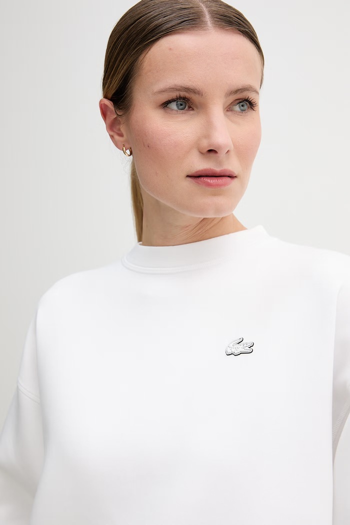 Lacoste bluza oversize z bawełną damska biały SF5614