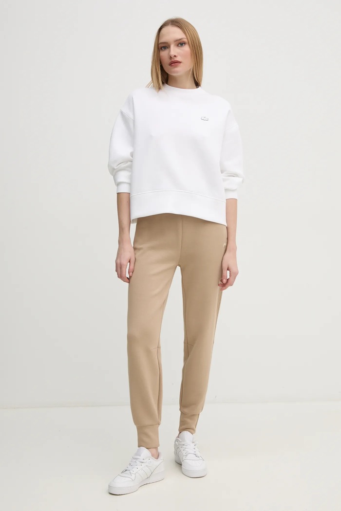 Lacoste bluza oversize z bawełną damska SF5614 biały SS26
