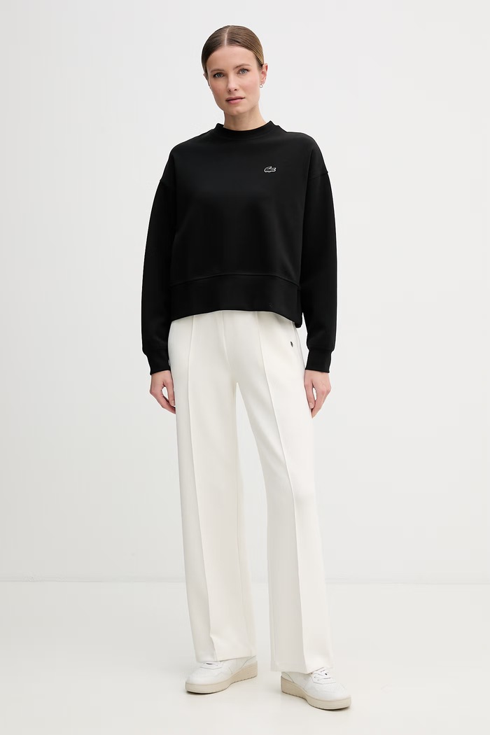 Lacoste bluza oversize z bawełną damska SF5614 czarny SS26