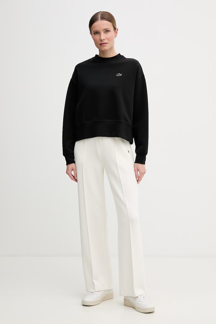 Lacoste bluza oversize z bawełną damska SF5614 czarny SS26