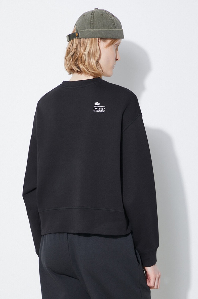 Ρούχα Lacoste μπλούζα oversize με βαμβάκι Γυναικεία SF5614 μαύρο
