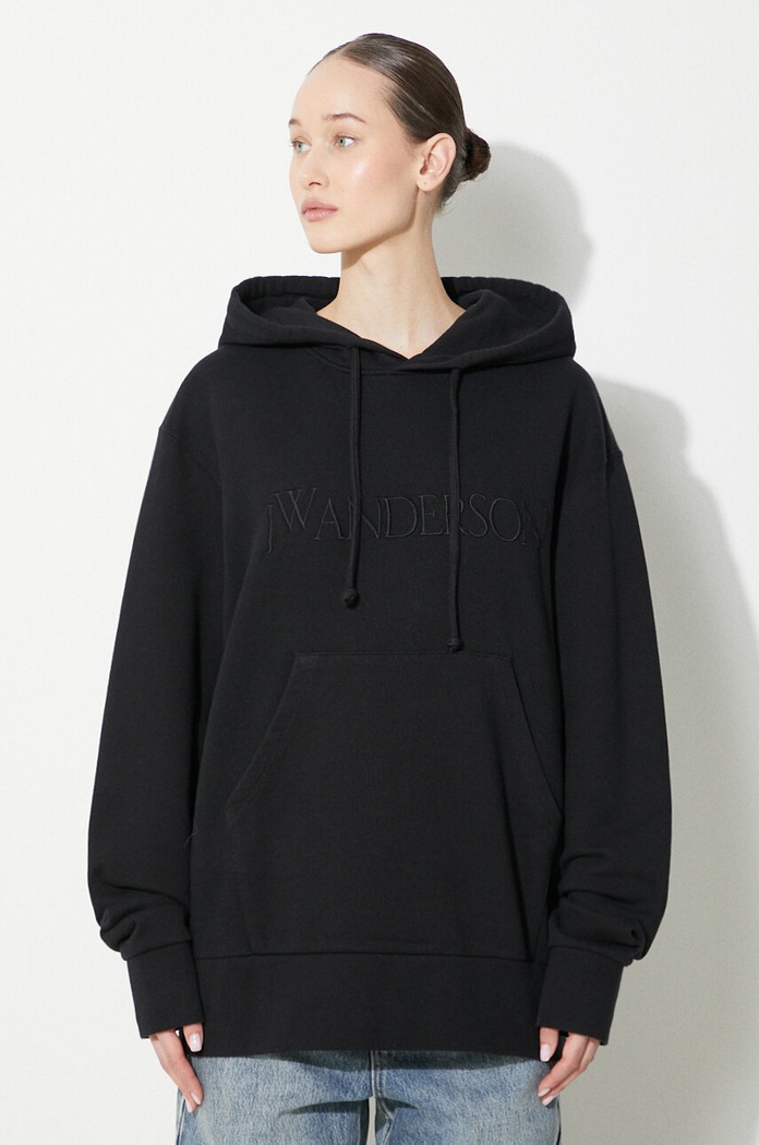 JW Anderson cotton sweatshirt Logo Embroidery Hoodie cotton black JW0164.PG0861.999