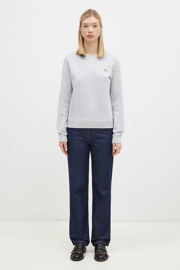 Бавовняна кофта Maison Kitsuné Fox Head Patch Regular Sweatshirt LW00302KM0001 сірий