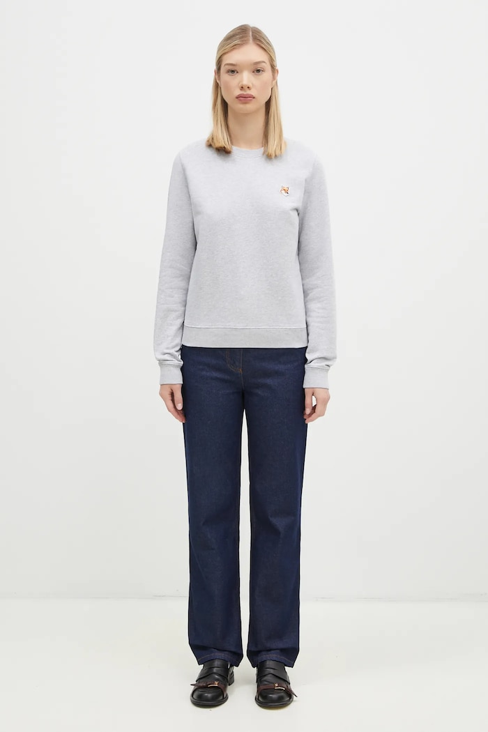 Бавовняна кофта Maison Kitsuné Fox Head Patch Regular Sweatshirt LW00302KM0001 сірий