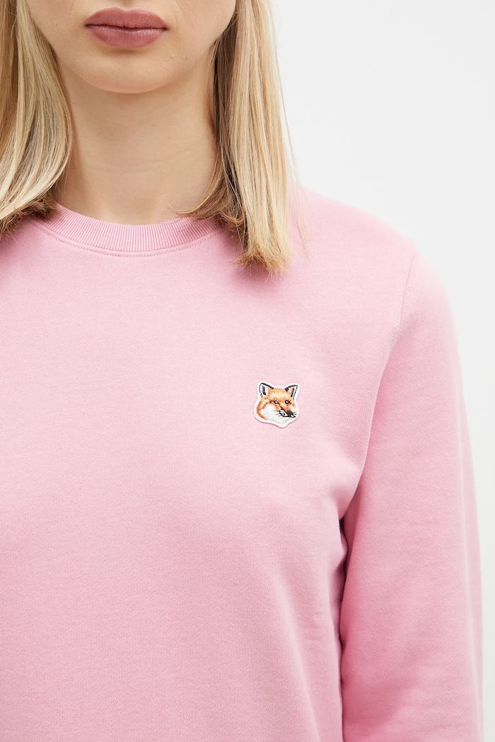 Maison Kitsuné bluza bawełniana Fox Head Patch Regular Sweatshirt różowy LW00302KM0001