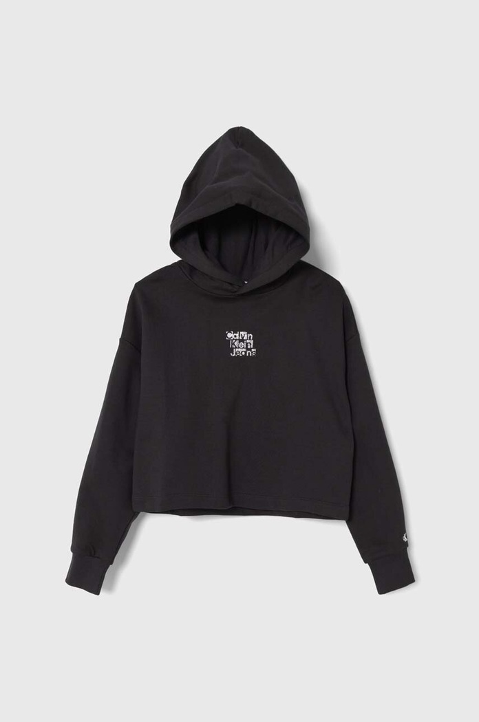 Dětská bavlněná mikina Calvin Klein Jeans s kapucí černá IG0IG02304.128.176.PPYH