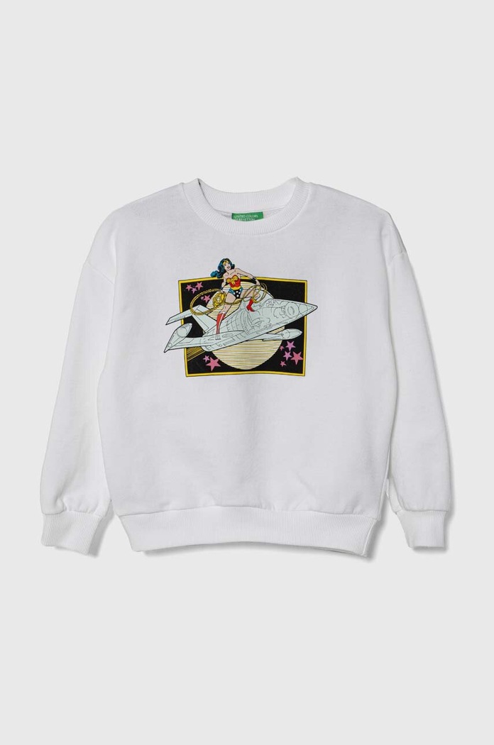 United Colors of Benetton bluza bawełniana dziecięca nadruk biały 3J68C10IN.G.Seasonal