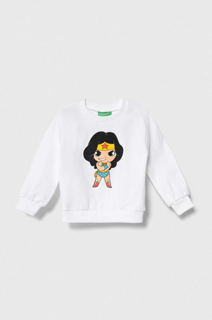 United Colors of Benetton bluza bawełniana dziecięca x DC nadruk biały 3J68G10EA.P.Seasonal