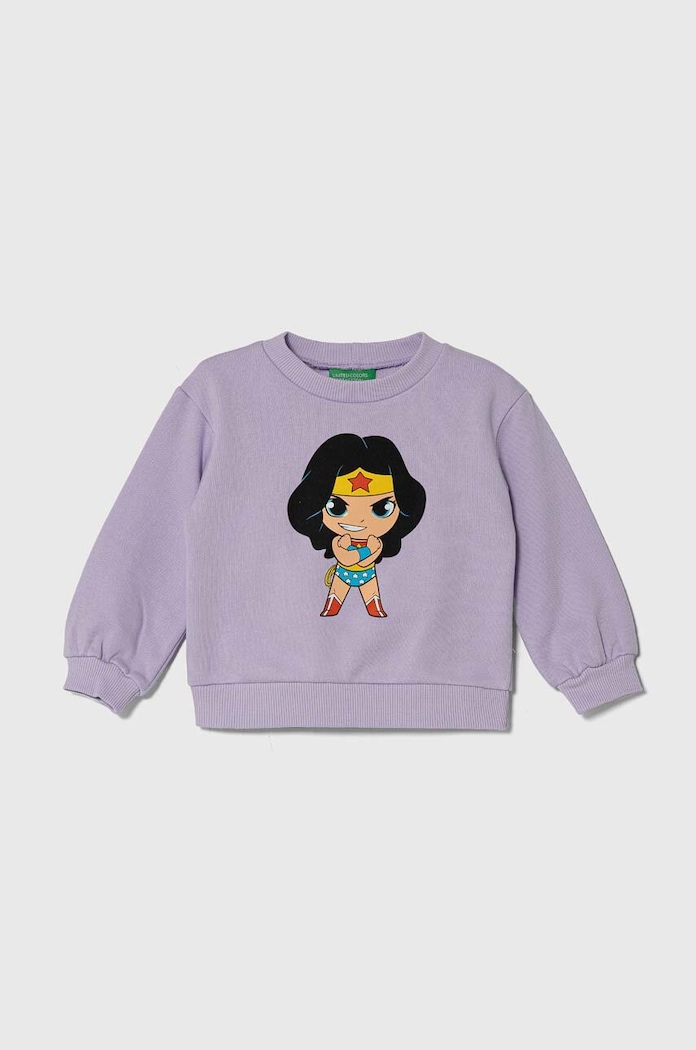 United Colors of Benetton bluza bawełniana dziecięca x DC nadruk fioletowy 3J68G10EA.P.Seasonal