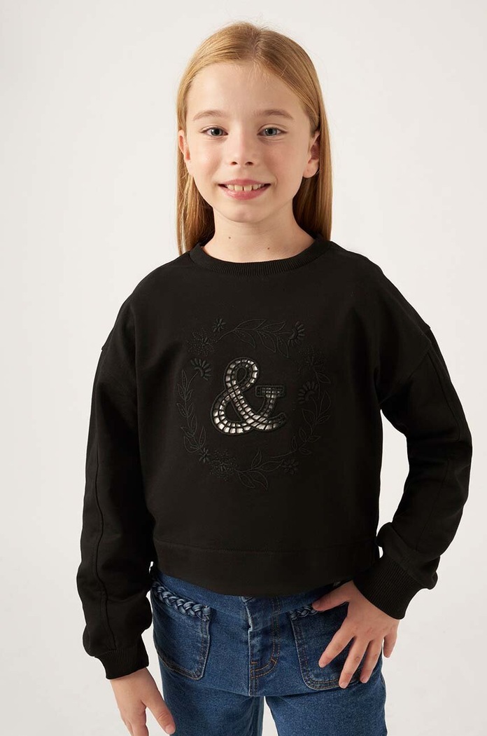Mayoral bluza dziecięca aplikacja czarny 6455.8E.Junior.PPYH